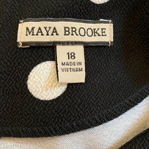 Maya Brooke Black & White Polka Dot Sleeveless Midi Dress 18 - Picture 4 of 6